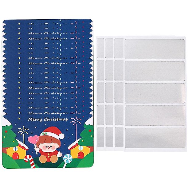 juego de tarjetas de rascar de Navidad Patrón exquisito Color vivo Escritura suave Tarjeta de rascar de recompensa de Navidad sin rebabas con pegatina recubierta de película para el hogar Jikai
