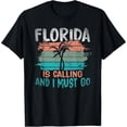 thumbnail image 2 of 100% Cotton Florida Calls and I Must Go Retro Palm Trees Funny Florida T-Shirt, 2 of 5