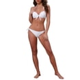 thumbnail image 2 of Conjuntos de bikini de halter con nudo y trenzado para mujer, 2 piezas, tirantes dobles, parte inferior triangular con lazo, trajes de baño grandes, blancos, 2 of 5