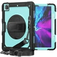 thumbnail image 2 of Dteck Screen Protector Case for iPad Pro 5th Generation 12.9-inch 2021,Shockproof Rubber Armor 3-Layer Protection Case Hybrid Stand Cover with Adjustable Shoulder/Hand Strap,Mint+Black, 2 of 7