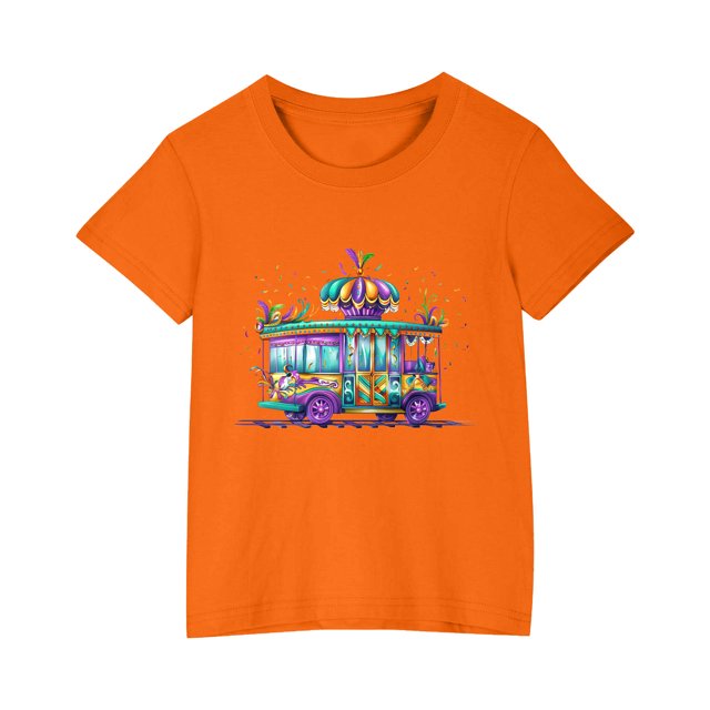 RXIRUCGD 2025 Vêtements d'Été pour Enfants T-shirt Imprimé Mode Mignon Col Rond Manches Courtes