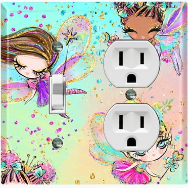 Metal Light Switch Plate Cover Fairytale Unicorn Fairy Cartoon FRY008