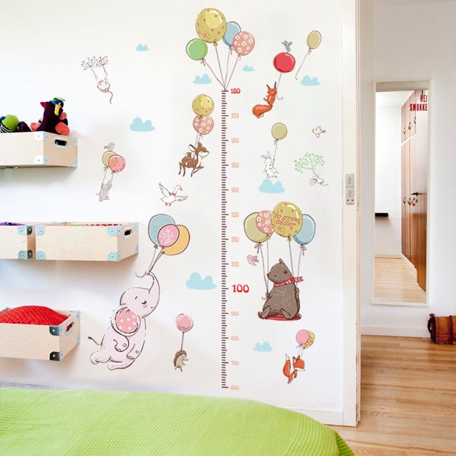 Globo creativo animal niño medición de altura pegatina de pared dormitorio infantil armario zorro conejo crecimiento tabla regla para el hogar MFZFUKR 2022657