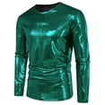 thumbnail image 2 of ameIAEA Men's Metallic Shirt Long Sleeve Round Neck Casual Pullover Tshirt Party Club Tee Tops, 2 of 7