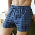 thumbnail image 5 of rygai Men Panties Plaid Mid Waist Close Fit Stretch Hidden Button Super Soft Underpants Underwear Shorts Men Clothing,Royal Blue,L, 5 of 7
