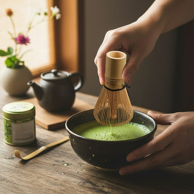 Jiaeri Traditional Japanese Matcha Whisk Set, Bamboo Chasen for Authentic Tea Ceremony, Handcrafted Wooden Frother Tool for Perfectly Blended Green Powder, Essential Kit for Whisking and Mixing
