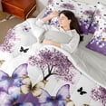thumbnail image 3 of Erosebridal Purple Butterfly Twin Bedding Sets 7-Piece for Girl, Spring Tree Bedding Comforter Set, 3 of 7