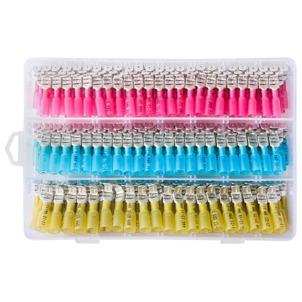 220Pcs Quick Splice Crimp Wire Connectors Heat Shrink Piggyback Spade Terminals