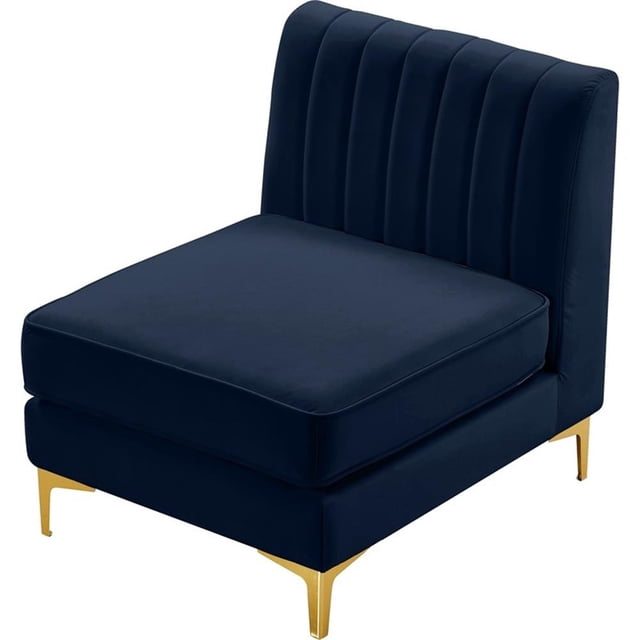 Meridian Furniture Alina Navy Velvet Armless Chair