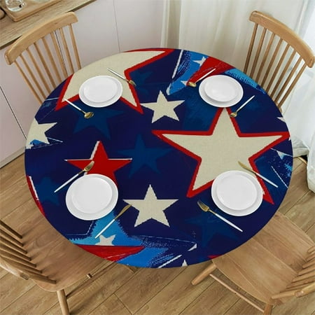 

Orinice Stars Flag Design Americo Makk Precisionism Round Table Cover Stain Resistant Washable Indoor Outdoor Tablecloth Kitchen Dining Wedding Parties Waterproof Fabric 100% Polyester 46-50