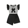 thumbnail image 2 of Spazoro Little & Big Girls Leisure Outfit Sets, Crew Neck Summer Striped 2-Pieces Short Sleeve Shirt and Shorts Sets Black Size 7 T, 2 of 9