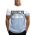 thumbnail image 2 of Brooklyn New York Letter Graphic Tees for Men 2026 Summer Casual Short Sleeve Crewneck Color Block T Shirts, 2 of 5