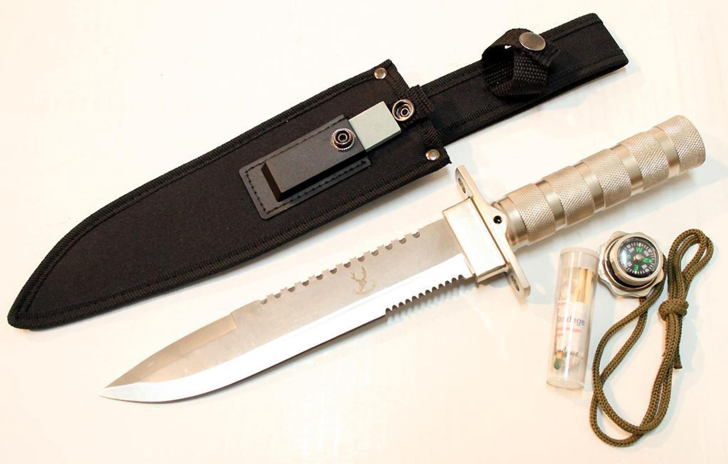 14" Carbon Steel Survival Knife Heavy Duty Fire Starter