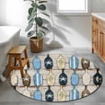 thumbnail image 3 of Nautical Paddle Round Rugs for Living Room 4ft Vintage Paddle Brown Wooden Broad Non Slip Circle Rug Washable Low-Profile Indoor Carpet for Bedroom, Dining Room, Bathroom, 3 of 9