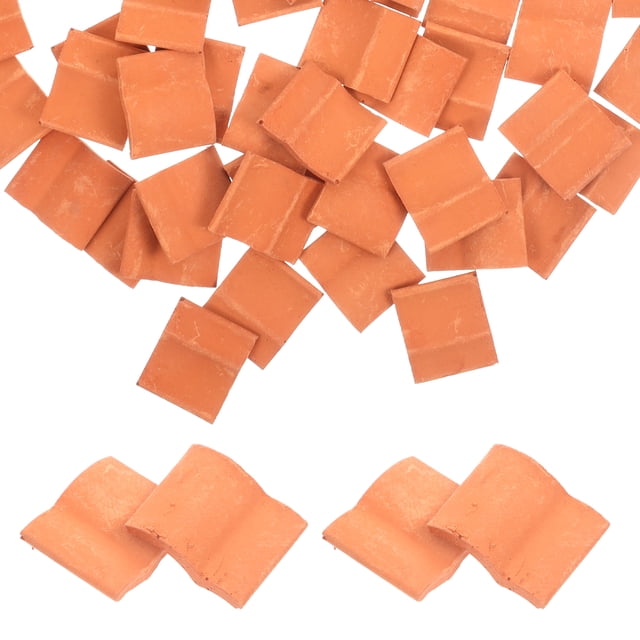 Shisuyan Mini Tuiles de Toit de Construction Modèles Poterie Orange 50 Pcs 2X1.7In