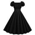 thumbnail image 4 of Xysaqa Women's Cocktail Vintage Dress Short Sleeve Flowy Party Dresses Modest Wedding Guest Dress, Summer Dresses for Women 2024 S-XXL, 4 of 8