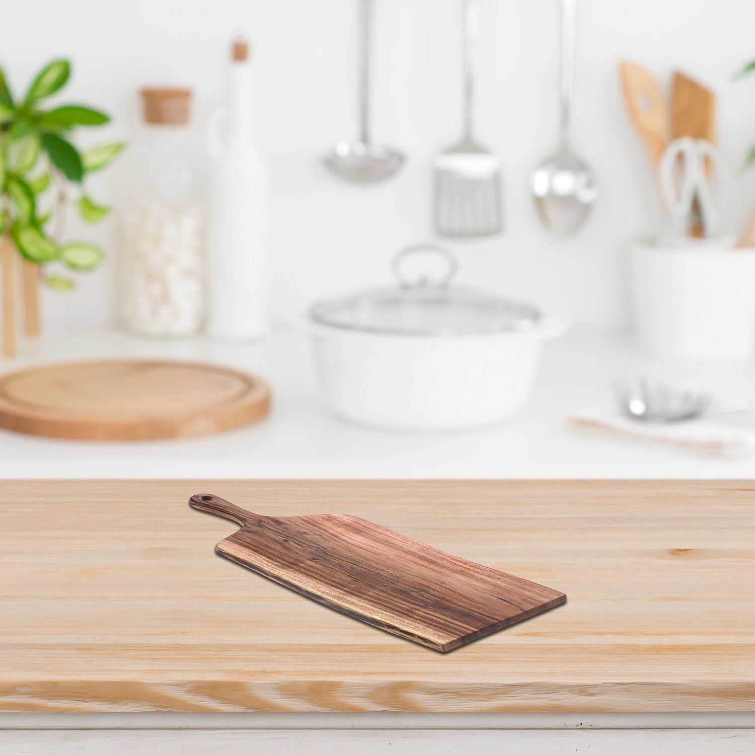IH Casa Decor Acacia Wood Live Edge Serving Board With Handle