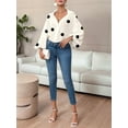 thumbnail image 4 of Women'S French Polka Dot Half-Open Collar Loose Bubble Long Sleeve Top  Polka Dots XL, 4 of 6