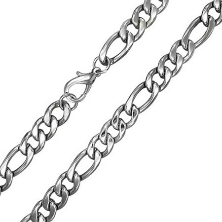 Heavy Link Chain - 9MM Silver Tone Stainless Steel Necklace Figaro Link Chain For Men Heavy 24 Inch