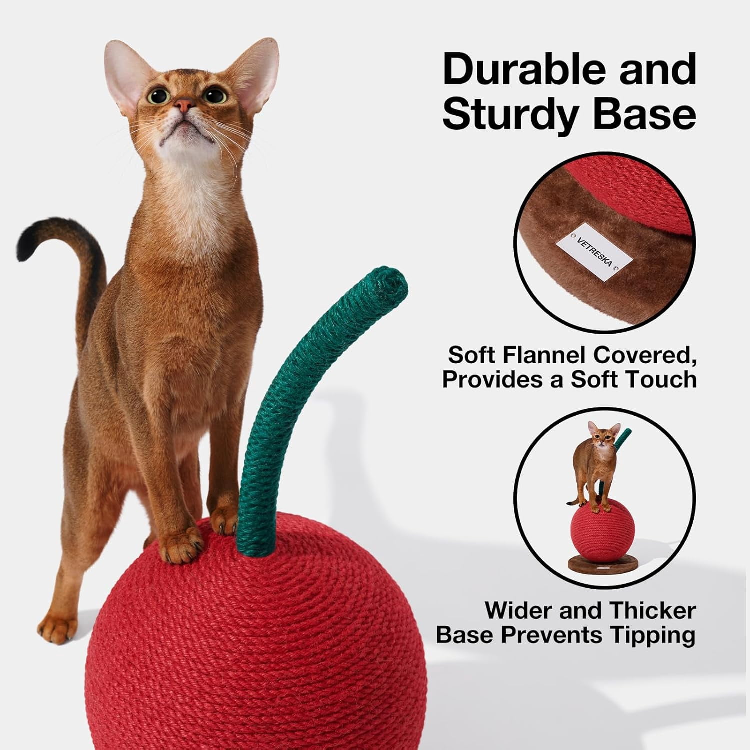 Cat Scratching Post with Jute Rope and Ball, Vertical Scratcher for Indoor Cats and Kittens