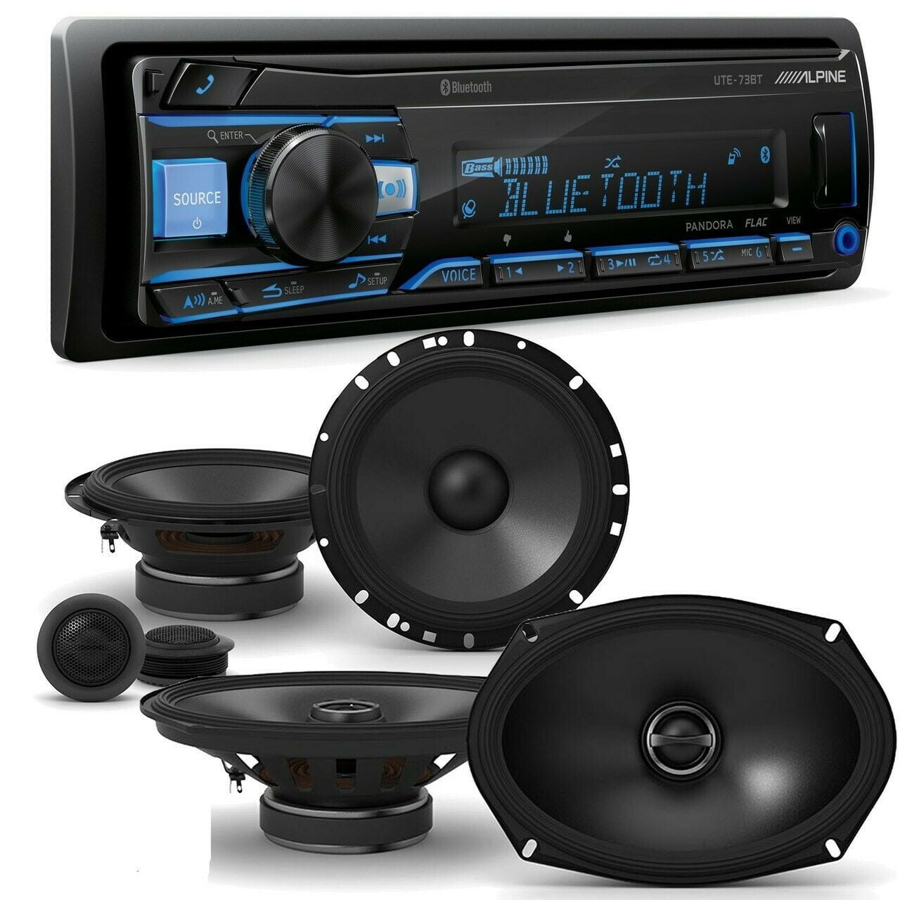 Alpine UTE73BT Receiver with Bluetooth & SS69 6x9" SS65C 6.5
