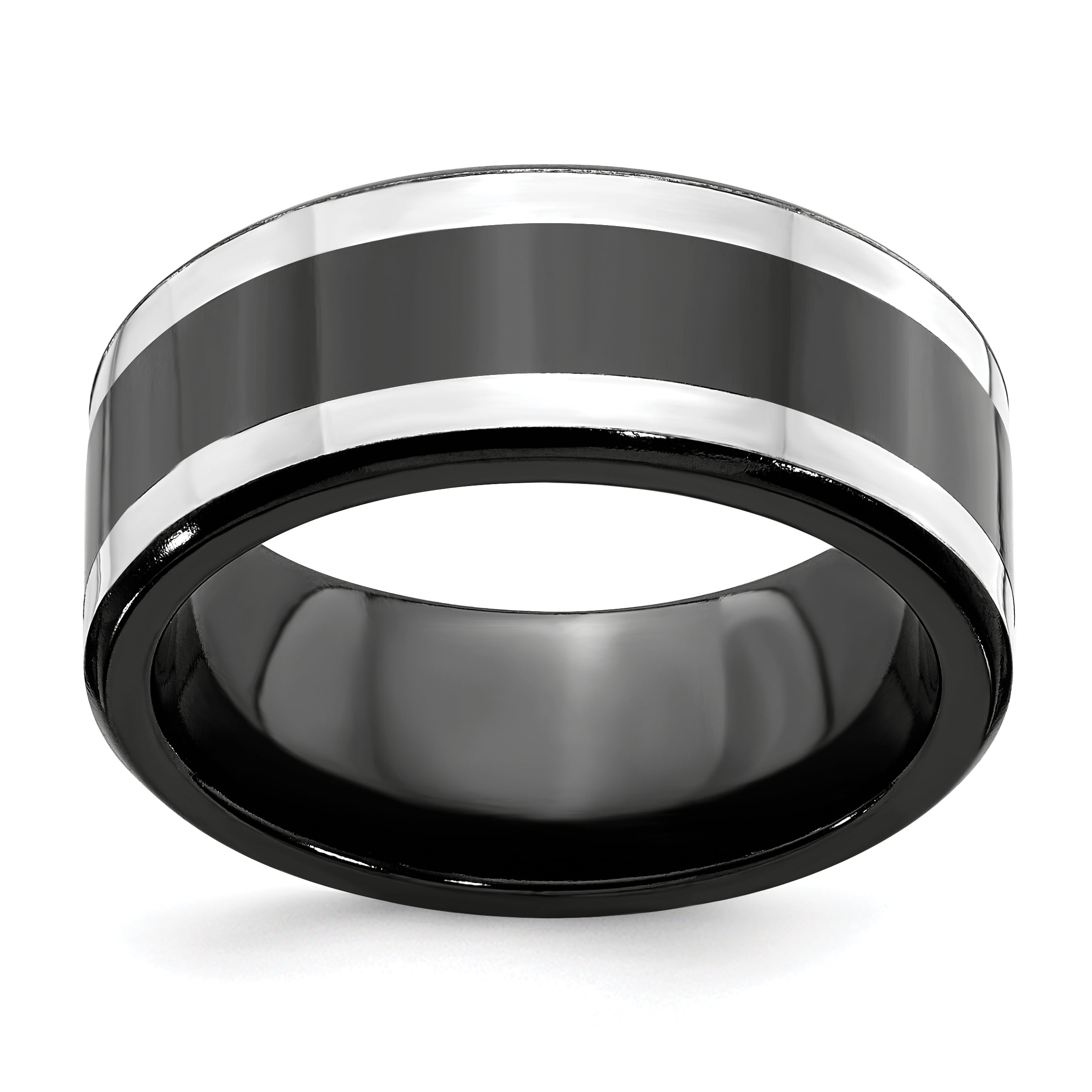 Titanium 9mm Black Plated Carbon Fiber Inlay Wedding Ring Band Type of Fashion Jewelry for Women Gifts for Her 