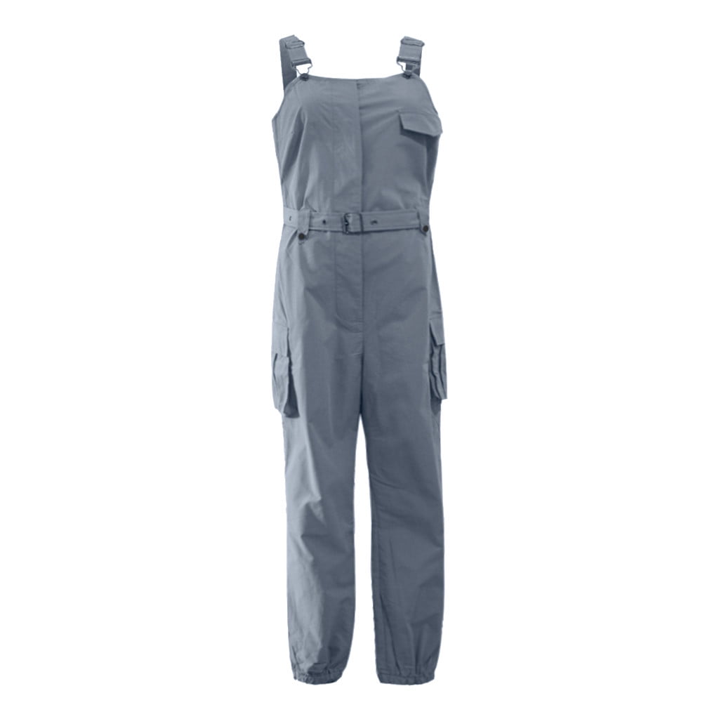 Egmy Women Loose Dungarees Loose Long Pockets Rompers Jumpsuit Pants Trousers