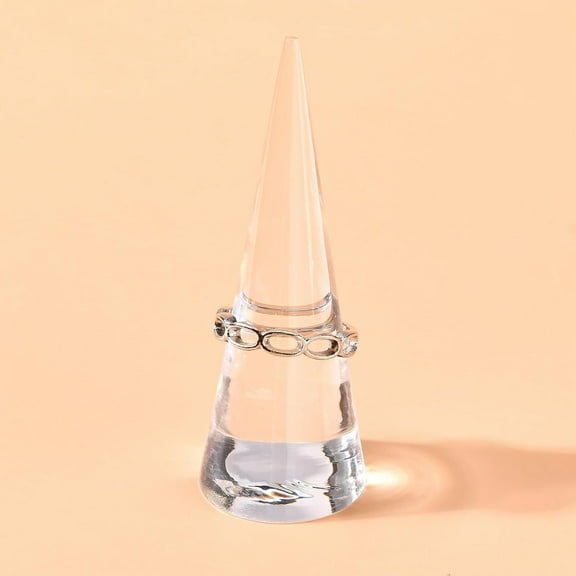 Clear Ring Display Racks Glass Cone Support Jewelry Display Holder Single Finger Ring Set Organizer Acrylic Transparent Wedding Ring Showcase Stands 1x2.71 Inch for Jewellery Store Showing