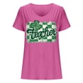 thumbnail image 4 of lcziwo St Patrick's Day Cotton Shirt for Women Fashion Letter Graphic Tee Tops Loose Casual U Neck Short Sleeve Tshirts Summer Athletic Blouses Hot Pink L, 4 of 5