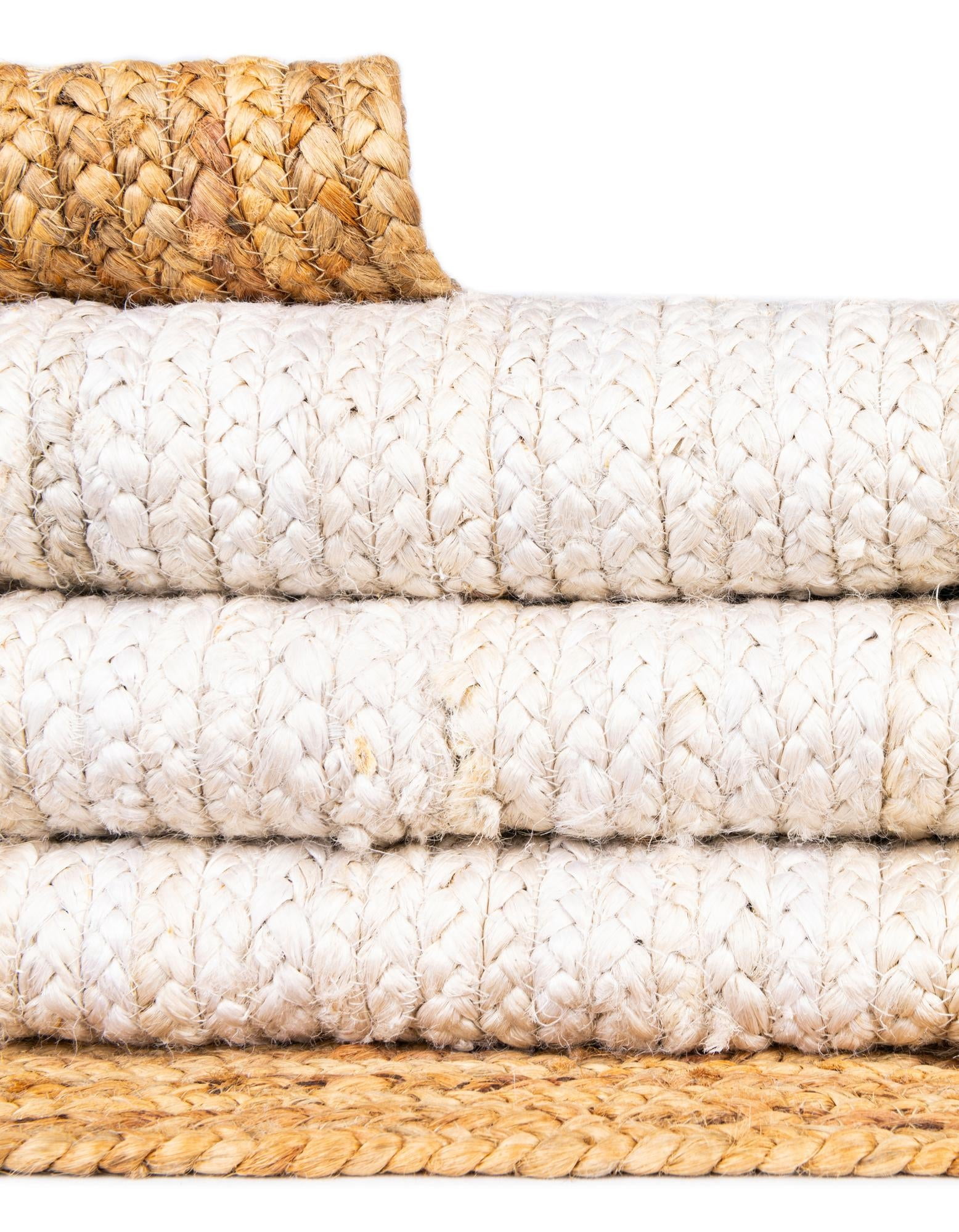 Unique Loom Braided Jute Collection Area Rug - Goa (2' 7" x 6' 1" Runner White/Natural)