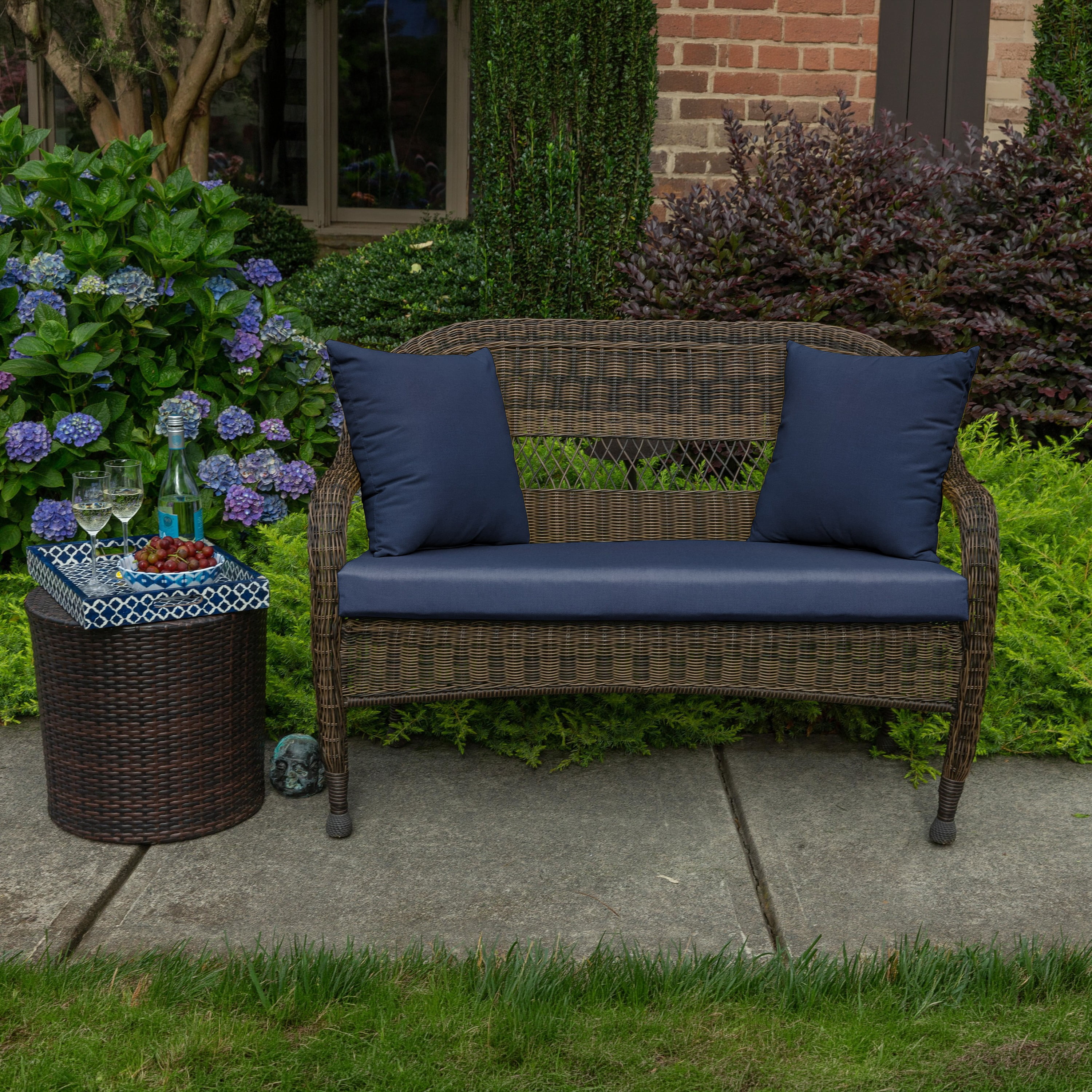 Casual Cushion Outdoor Throw Pillow, Sunbrella Fade & Water Resistant for Patio Furniture, Adirondacks & Porch Swings, 18"W x 18"L, 6" thick, Reversible, Canvas Navy