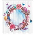 thumbnail image 3 of Ambesonne Flower Shower Curtain, Floral Wreath Feathers, 69"Wx75"L, Multicolor, 3 of 3