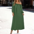 thumbnail image 2 of Daznico Women's Off Shoulder Maxi Dress Long Sleeve Ruffle Trim Loose Fit Boho Casual Dress,5XL, 2 of 9