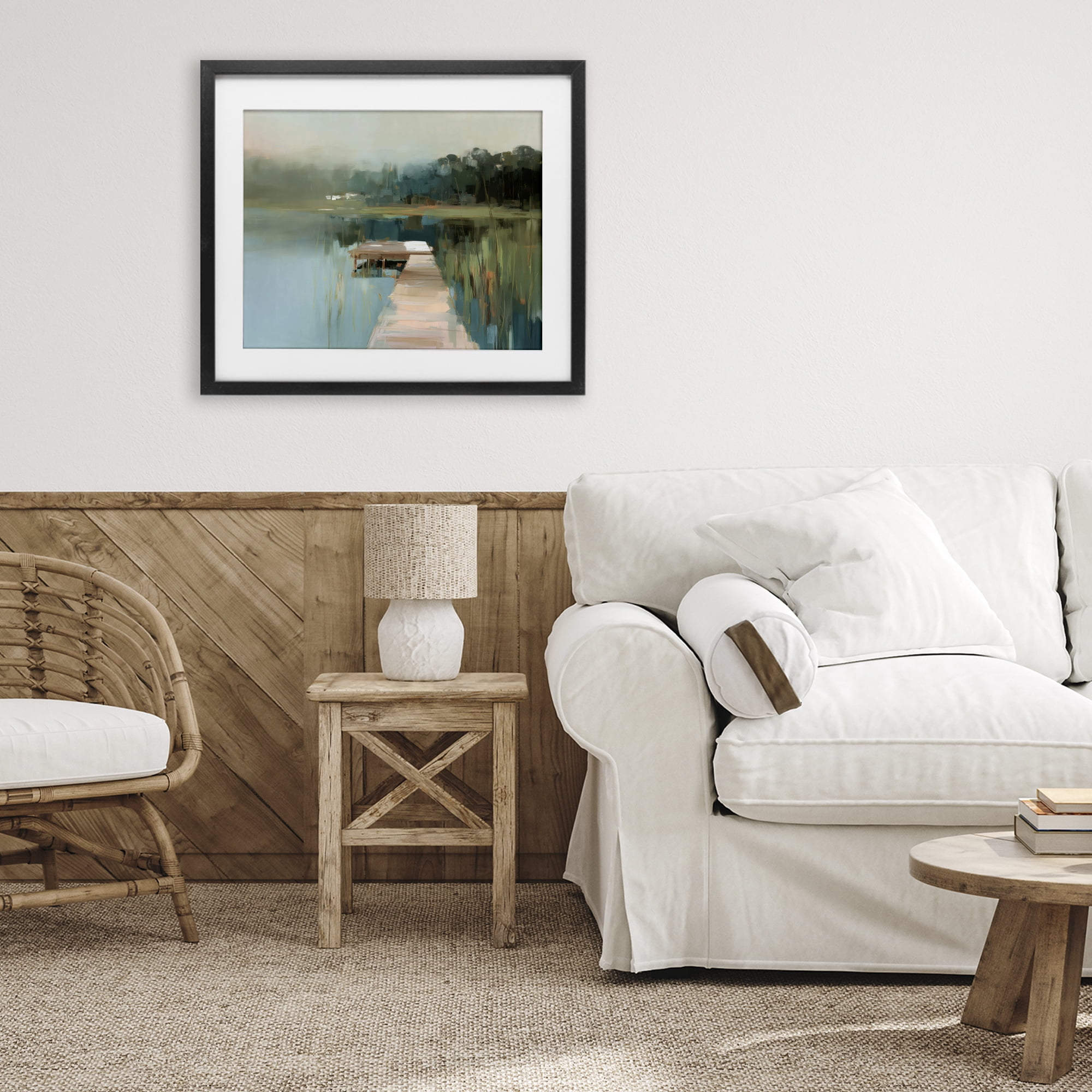 Stupell Industries Marsh Pier Abstraction Black Framed Print Under Glass, design by Kim Curinga