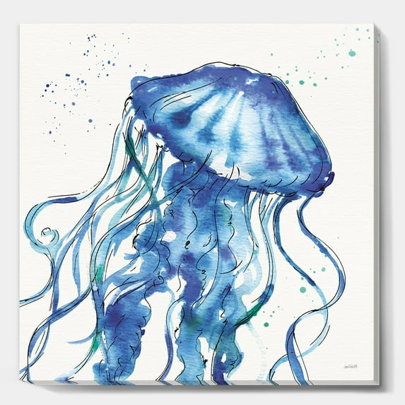 Designart 'Blue Deep Sea X' Coastal gallery-wrapped Canvas