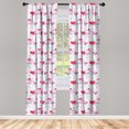 thumbnail image 2 of Ambesonne Palm Curtains, Romantic Tropical Leaves Art, Pair of 28"x95", Dark Coral and Soft Pink, 2 of 4