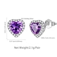 thumbnail image 5 of Purple Heart Earrings Women February Birthstone Earrings Amethyst CZ 925 Sterling Silver Stud Earrings Crystal Jewelry Birthday Mother's Day Gift, 5 of 9