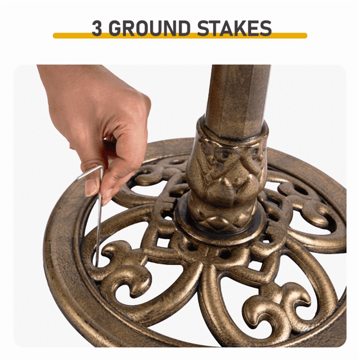 Resin Bird Bath Basin with 2.5W Solar Fountain, Bronze Shell Edge Design, 50x36x81cm
