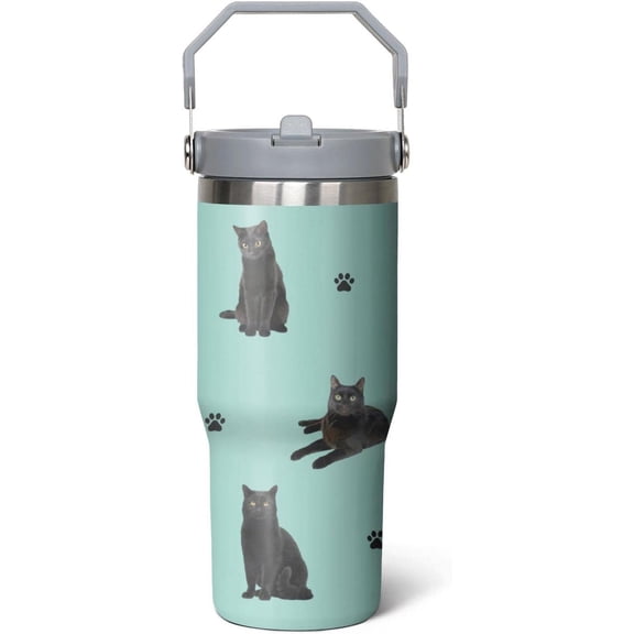 Cat Gift for Cat Lover,30 oz Cat Tumbler Stainless Steel Insulated with Handle (Cat-Seaform, 30 oz)