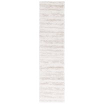 SAFAVIEH Tahoe Tyson Striped Shag Runner Rug, Ivory/Beige, 2' x 8'