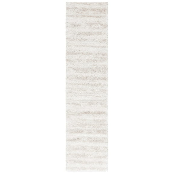 SAFAVIEH Tahoe Tyson Striped Shag Runner Rug, Ivory/Beige, 2' x 8'