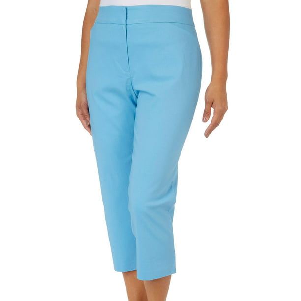 ATTYRE Womens 22 in. Solid Pocket Bengaline Capris 12 Heritage blue ...