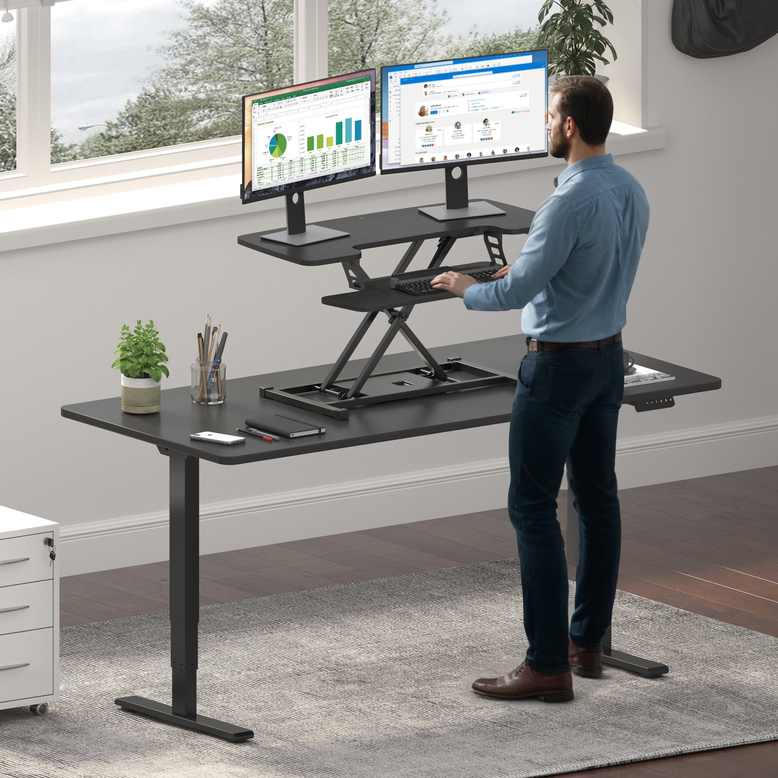 FITUEYES 32 inch Adjustable Standing Desk with Base Raising