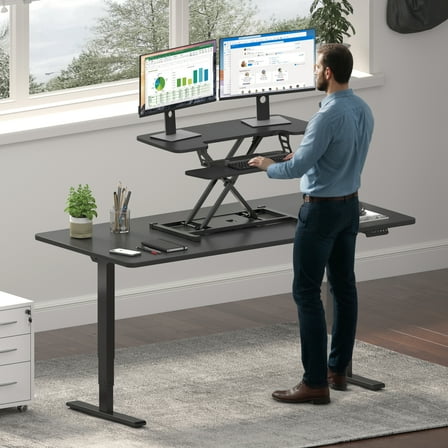 SSyao Standing Desk Converter 28" Wide Height Adjustable Sit Stand Riser