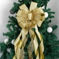 thumbnail image 6 of EP Gold Christmas Tree Topper Gold Glitter Christmas Bows 12" Wide Snowflake Ribbon Bow Gold Christmas Bows Gold Christmas Topper Large Gold Bows for Christmas Tree Decoration (1 Pack), 6 of 18