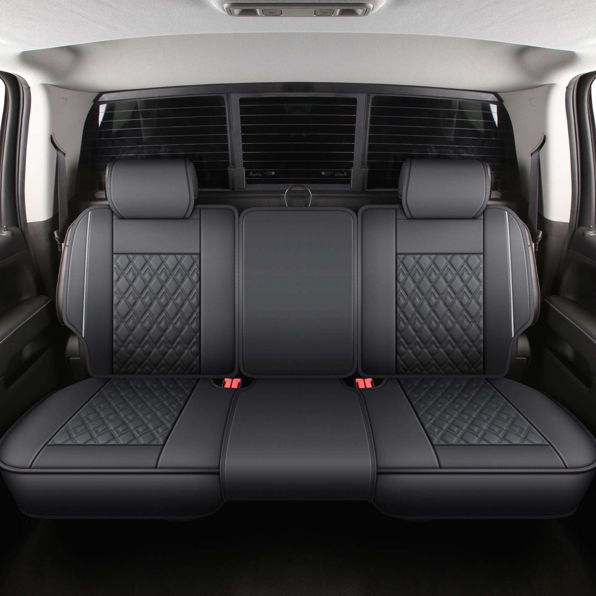 JOJOBAY Chevy Silverado Seat Covers,Leather Seat Covers for GMC Sierra,Custom Fit 2007-2026 1500 2500HD 3500HD Crew Double Extended Regular Cab,LT LZT RST(Full Set,Black Grey)