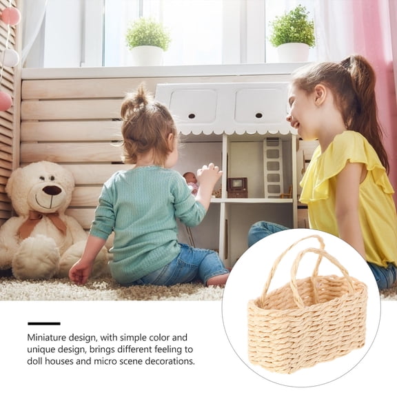 MLINS Dollhouse Mini Basket Small Wicker Fruit Basket Tiny Egg Basket Wicker Picnic Basket For Miniature Dollhouse Scenes And Pretend Food Shopping Basket Toy Accessories