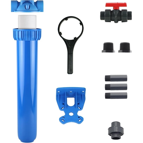 Aquasana Pre-Filter, Post-Filter & Assembly Kit Bundle | 20" Sediment Filter | Captures Dirt, Rust & Silt | Drain Valve & Shut-Off Valve | WH-STD-INSTALL | For Whole House Systems