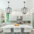 thumbnail image 5 of 21" Farmhouse Chandelier - Matte Black Cage Pendant Light with Adjustable Chain (18.11"W X 21.82"H), 5 of 15