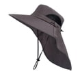 thumbnail image 2 of Men's Wide Brim Sun Hat with Neck Flap & Chin Strap - UPF 50+ Breathable Mesh Outdoor Cap for Fishing, Hiking, Travel Dark Gray One Size, 2 of 3